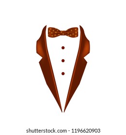brown dotted colored bow tie dinner jacket collar icon. Element of evening menswear illustration