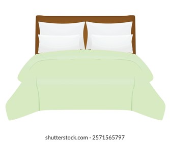 Brown  double bed. vector illustration