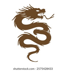 brown dragon silhouette vector illustration symbolizing chinese mythology and tradition