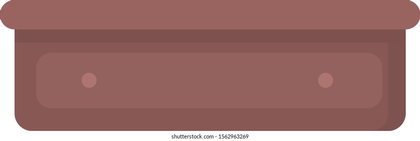 Braune Schublade, Illustration, Vektorgrafik auf weißem Hintergrund.