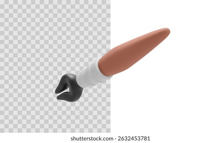Bruine Tekenveer met scherpe punt en plastic handvat op transparante en witte achtergrond. Geschikt voor kunst, schetsen of educatieve inhoud. Schone en minimale vectorillustratie.