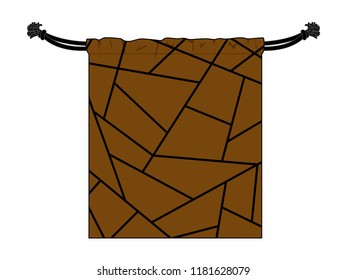 Brown Drawstring Bag Design Vector
With Squares Black Graphic Lines Style.