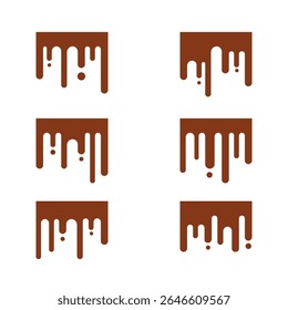 Brown Dripping Liquid Shapes Set. A collection of abstract designs featuring brown dripping or melting liquid shapes.