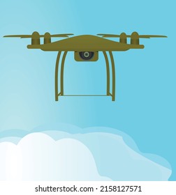Brown drone flying. vector illustration