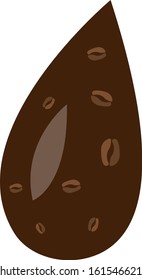 brown drop of coffee with glitter and patterns in the form of grain concept of a popular invigorating drink object on a white background