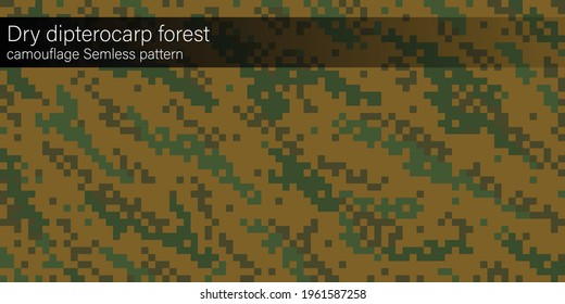  Brown dry dipterocarp forest camouflage seamless pattern, banner area space for text. Designed texture and modern colorful wallpaper.