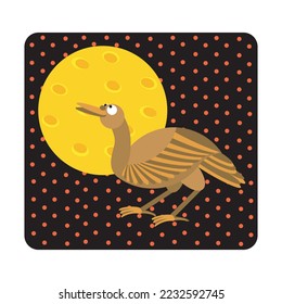 a brown duck with a moon and dotted star as a background vector design