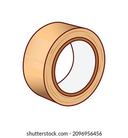 Brown duct roll adhesive tape realistic set vector illustration isolated on transparent background. Office and household supplies, construction sellotape