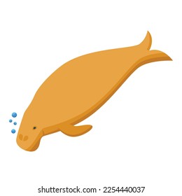 Brown dugong icon isometric vector. Sea baby. Water animal