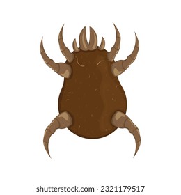 Brown dust mite vector illustration. Microscopic dangerous insect