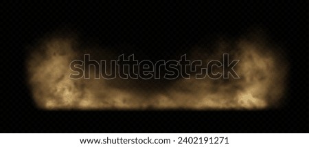 Brown dust, sand or dirt cloud on transparent background. Realistic road dust, desert storm, dirty air. Vector illustration