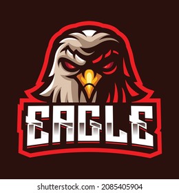 Brown Eagle Head Mascot Gaming Logo Template