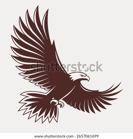 Brown Eagle Silhouette in Flight Stylized Wings Design