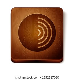 Brown Earth structure icon isolated on white background. Geophysics concept with earth core and section layers earth. Wooden square button. Vector Illustration