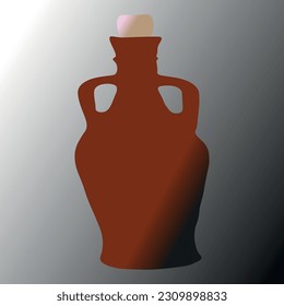 
brown earthenware amphora, wine bottle