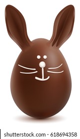 Brown Easter Bunny Chocolate Egg. Isolated On White Vector Cartoon Illustration