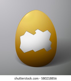 brown easter egg without the shell in the middle gray background