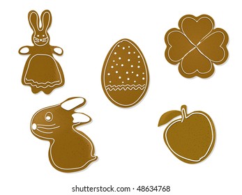Brown easter gingerbreads - vector illustration