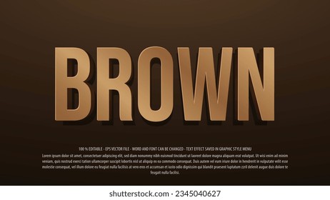 Brown editable text effect with 3d style use for logo and business brand