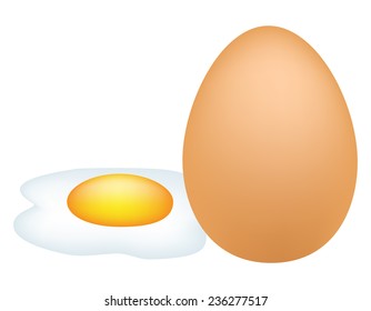 Brown egg with a fried omelet clipart isolated on white background