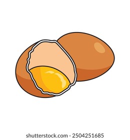 Brown Egg and Half-Cracked Egg Yolk Illustration