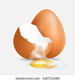  Brown egg isolated on background.