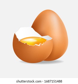 Brown egg isolated on background.