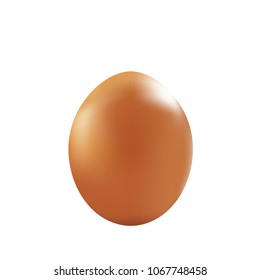 brown egg. realistic isolated on white. Vector illustration. 3D template.