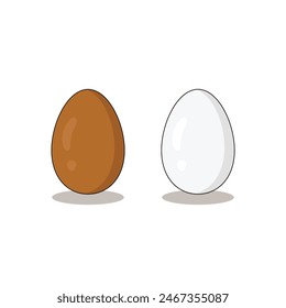 brown egg, and white egg design. Cartoon-style egg flat illustration.