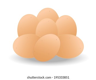 Brown eggs on white background