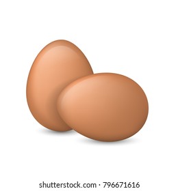 Brown eggs. Realistic vector composition on a white background.