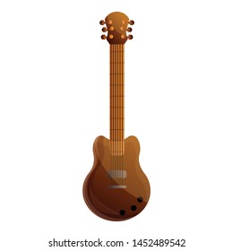 Brown electric guitar icon. Cartoon of brown electric guitar vector icon for web design isolated on white background