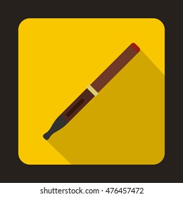 Brown electronic cigarette icon in flat style on a yellow background