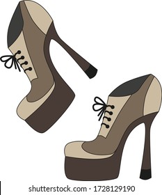 Braun elegante modische High-Heels Frauen Herbst Schuhe isolierte Ikone. Vector-Abbildung.