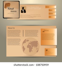 brown elegant minimal web site template with globe.