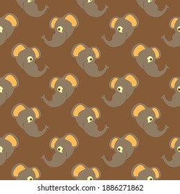 Brown elephant , seamless pattern on a brown background.