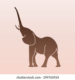 Brown elephant silhouette. Vector