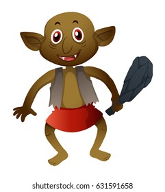 Brown elf with hammer illustration