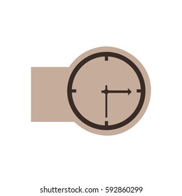 brown emblem sticker clock icon, vector illustraction design