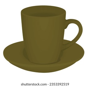 Brown empty cup on white background, vector