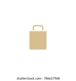 Brown Empty Grocery Paper Bag. Flat Icon Isolated On White.  Vector Illustration. Recycle Eco Package For Products Or Food.