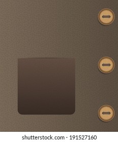 brown empty pocket and three buttons and brown cloth