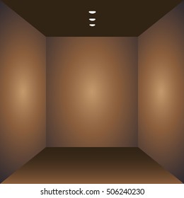 Brown Empty studio abstract background. The interior of a dark room with the lower lamps.