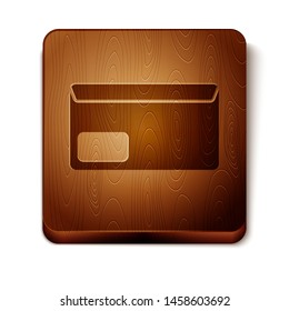 Brown Envelope icon isolated on white background. Email message letter symbol. Wooden square button. Vector Illustration