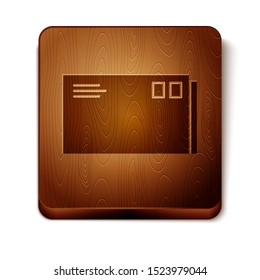 Brown Envelope icon isolated on white background. Email message letter symbol. Wooden square button. Vector Illustration