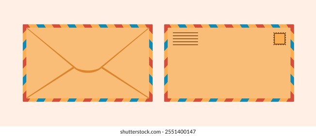 brown envelope with lines on each side, letter container for manual files, suitable for posters and web icons