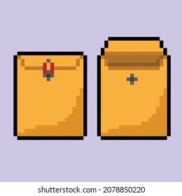 brown envelope in pixel art style
