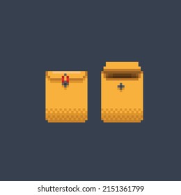 brown envelope in pixel art style