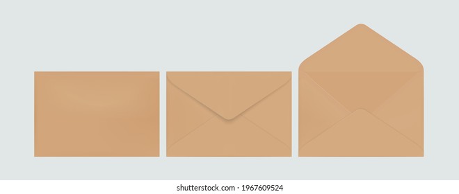 Brown envuelve cada vista sobre un fondo gris Documentos de tipo sobre vectores para documentos de correo sobre
Ilustración de carta de papel