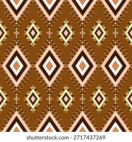 Patrón de tela étnica marrón que se asemeja a la piel de pitón, diseño de tela tejida nativa sin costuras.